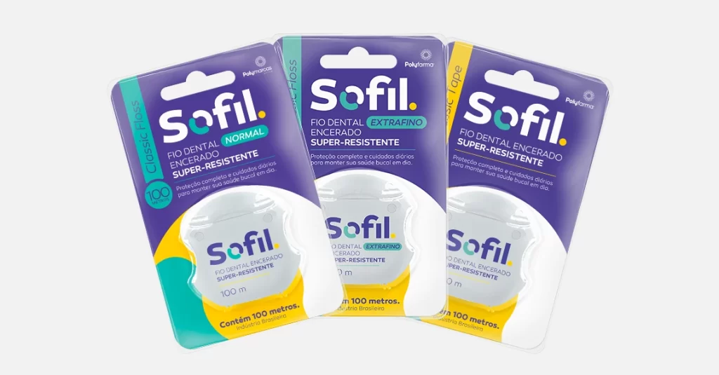 Design de embalagem fio dental Sofil